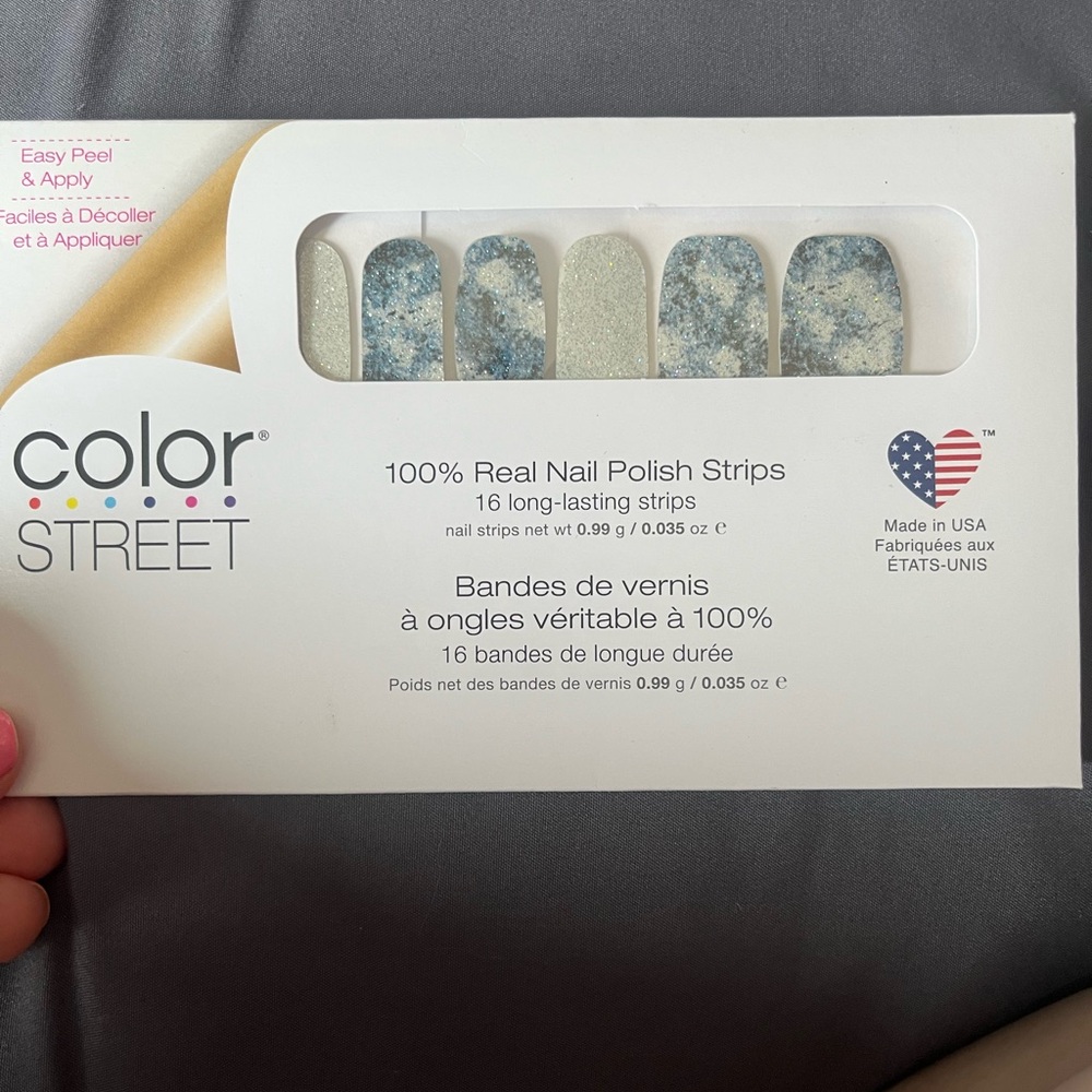 Color Street Marble Blue and White Nail Strips